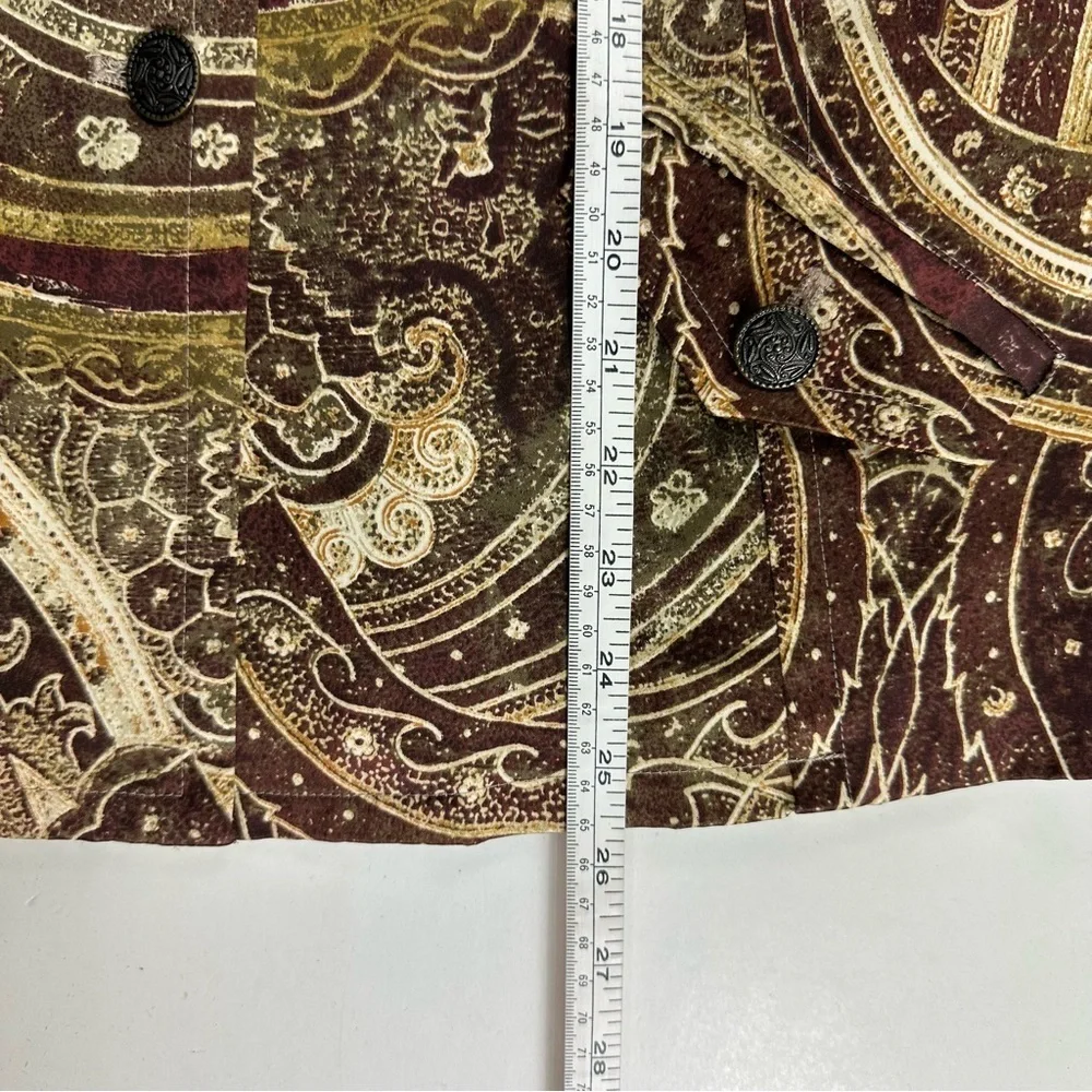 Chico’s 2 Satin Paisley Blazer Jacket Womens Large Brown Tan Lined - Picture 6 of 7